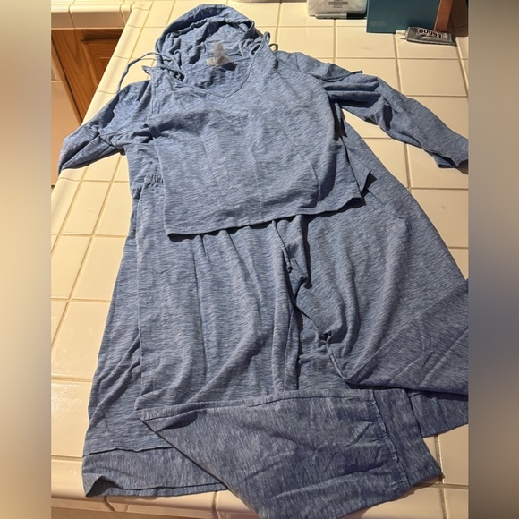 NWT Daniali 3 piece loungewear set BLUE hooded cardigan, tank and pants ! - Picture 4 of 15
